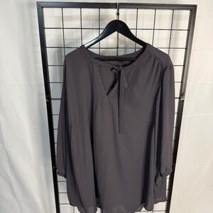 Torrid 6X Tie Neck Blouse in Dark Gray